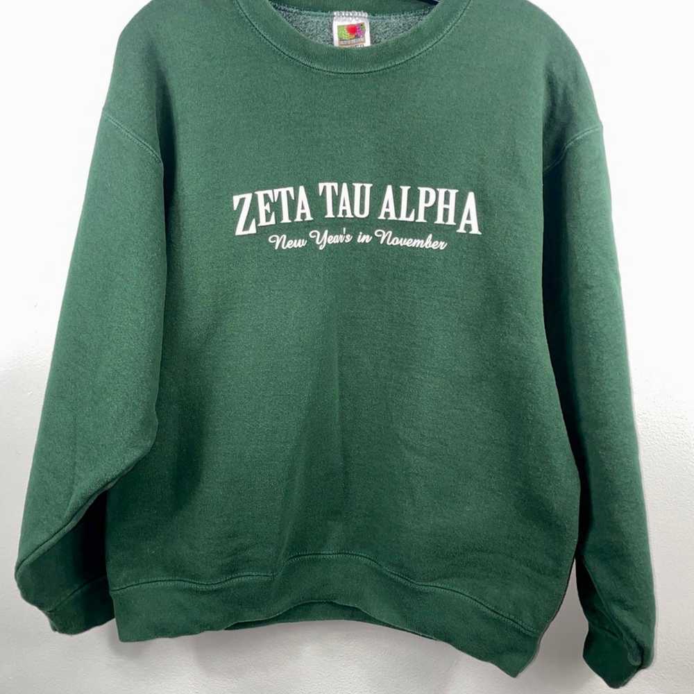 ZTA Zeta Tau Alpha Sweater Sorority Green Vintage… - image 7