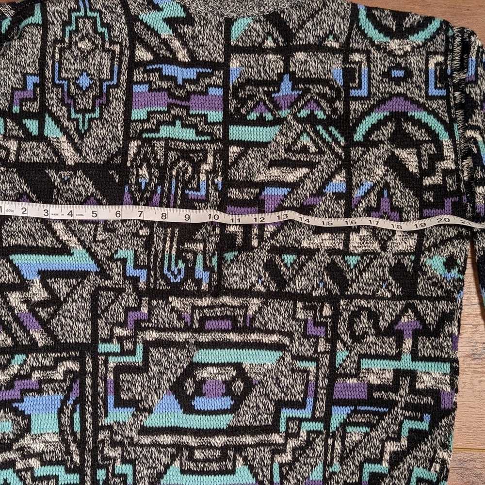 Vintage 80s 90s Tribal Aztec Cardigan Sweater Med… - image 3
