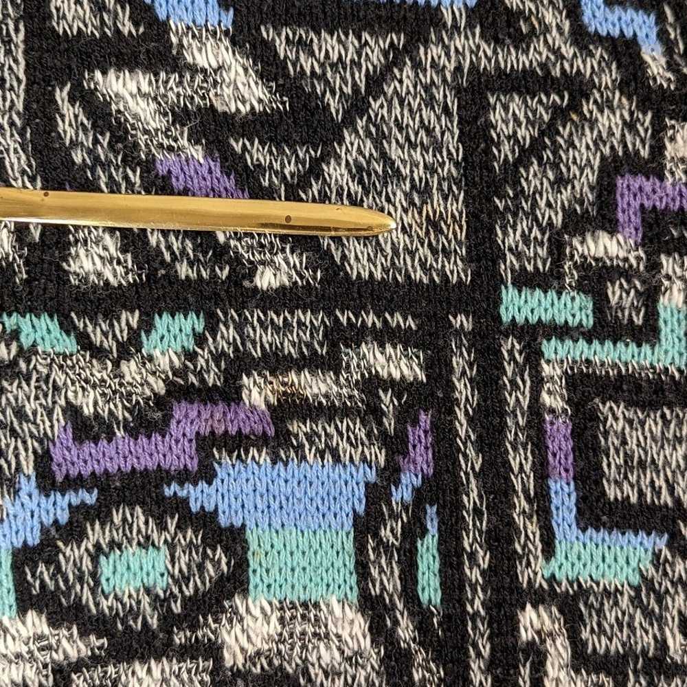 Vintage 80s 90s Tribal Aztec Cardigan Sweater Med… - image 7