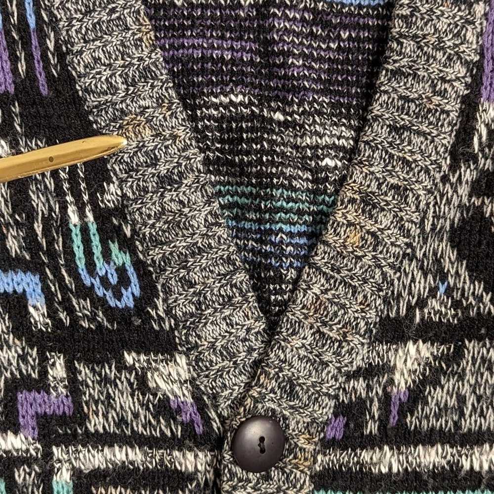 Vintage 80s 90s Tribal Aztec Cardigan Sweater Med… - image 8