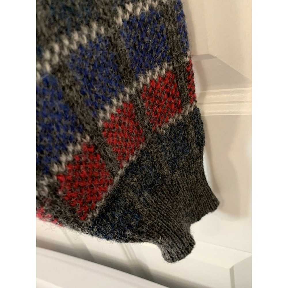 Vtg MICHAEL JORDAN Sweater 100% Wool-blue Red Gra… - image 3