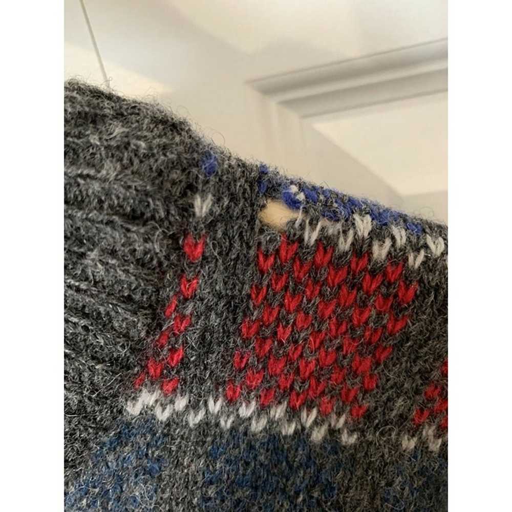 Vtg MICHAEL JORDAN Sweater 100% Wool-blue Red Gra… - image 4