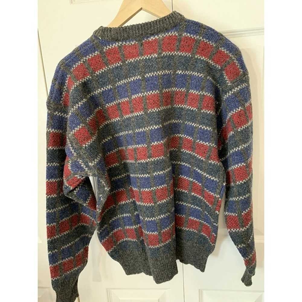 Vtg MICHAEL JORDAN Sweater 100% Wool-blue Red Gra… - image 5