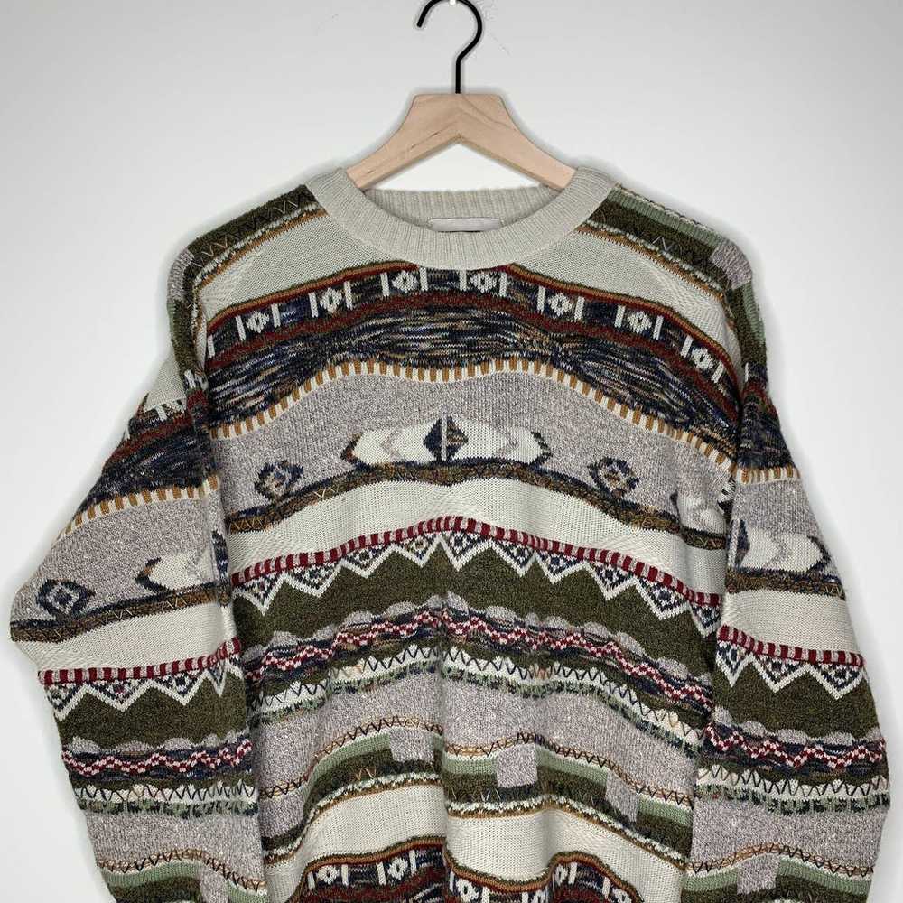 90's Coogi Esque Style Sweater Crazy M - image 2