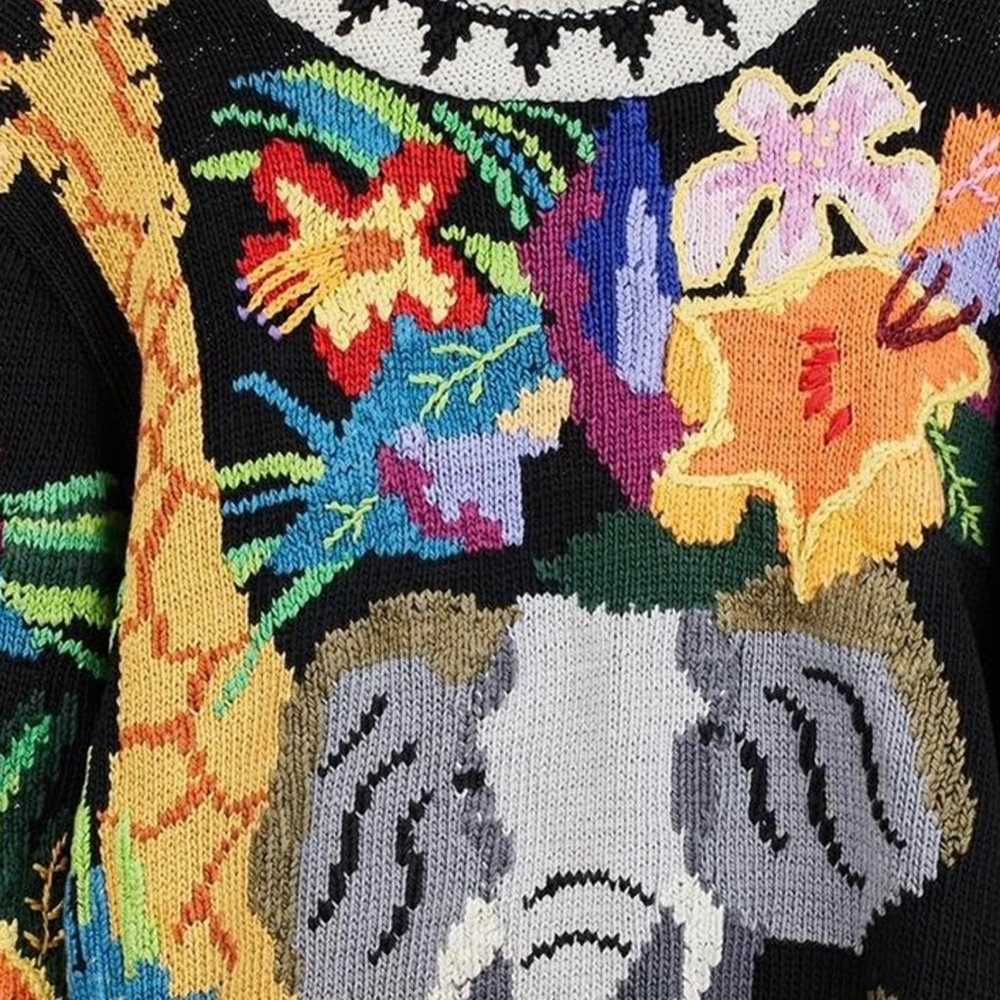 80s hand-knit pima cotton animal sweater - image 3