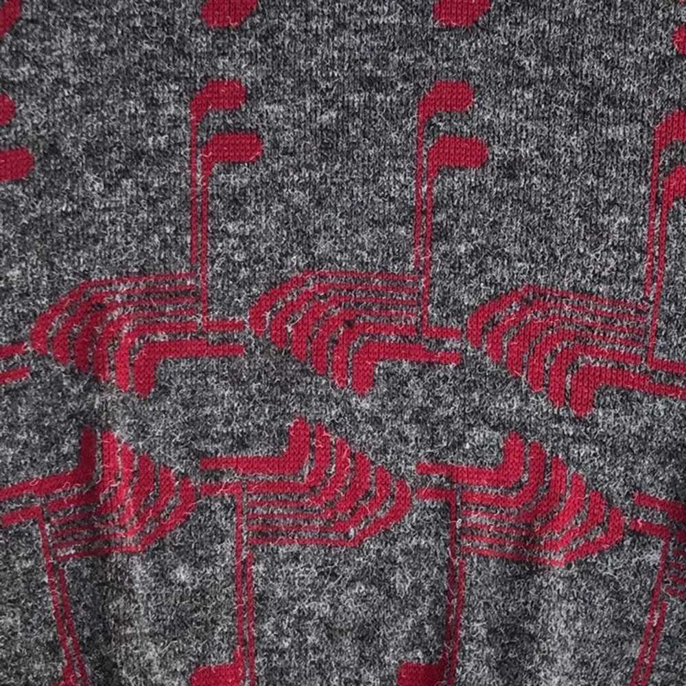 Vintage 1990s 90s Wool Blend Gray / Red Sweater M… - image 4