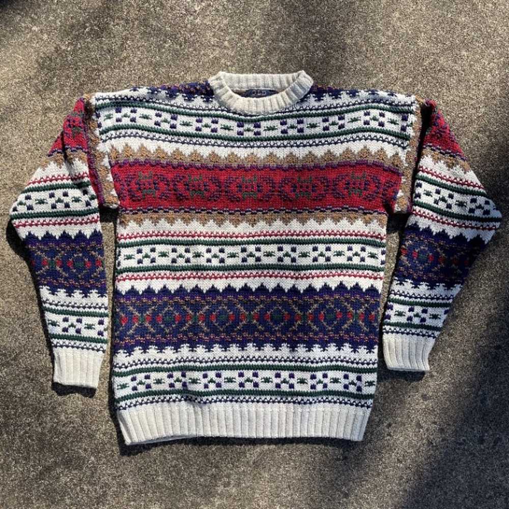 VTG Old Glory Heavy Knit Sweater (L) - image 1
