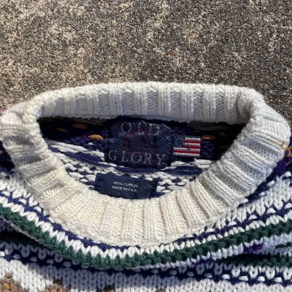 VTG Old Glory Heavy Knit Sweater (L) - image 2