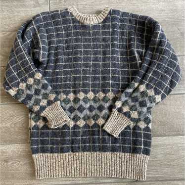 vintage borderglen wool sweater geometric design … - image 1