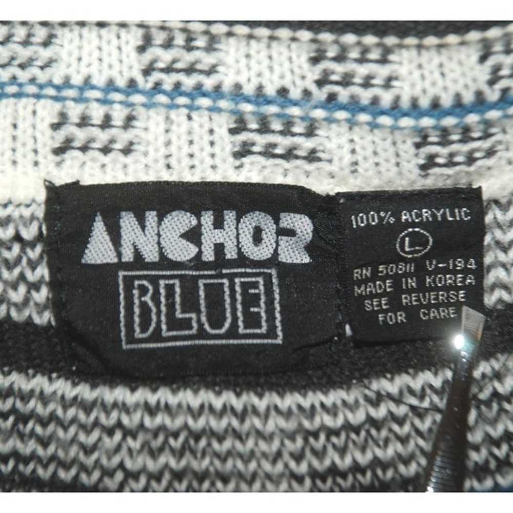 Vintage Anchor Blue Men's Cardigan Size L Black &… - image 6