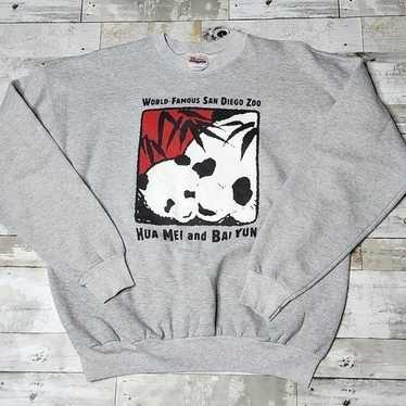 Vintage San Diego zoo panda Grey pullover jumper … - image 1