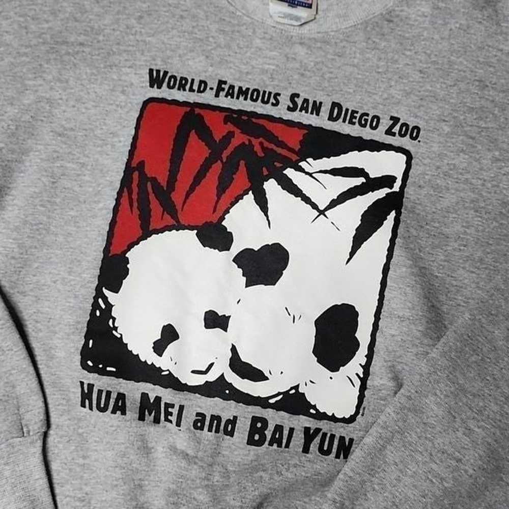 Vintage San Diego zoo panda Grey pullover jumper … - image 2