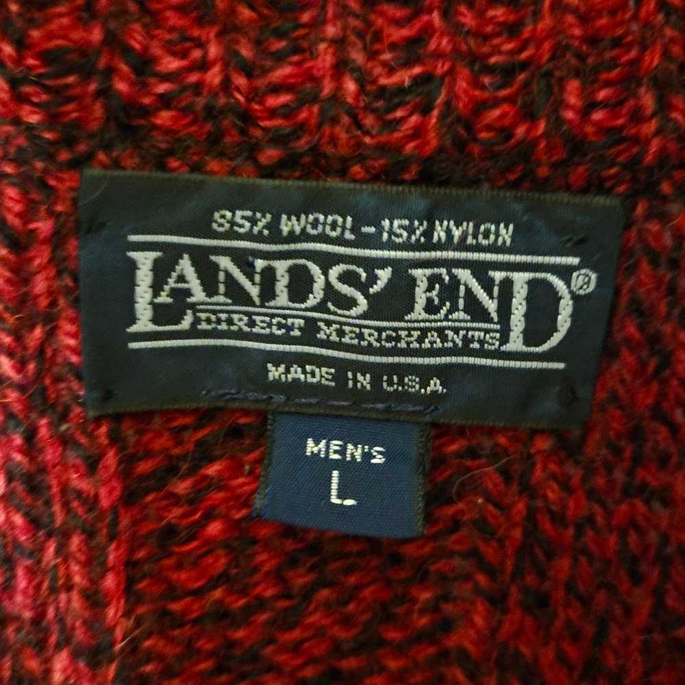 Vintage Lands’ End Wool Grandpa Cardigan, Suede E… - image 3