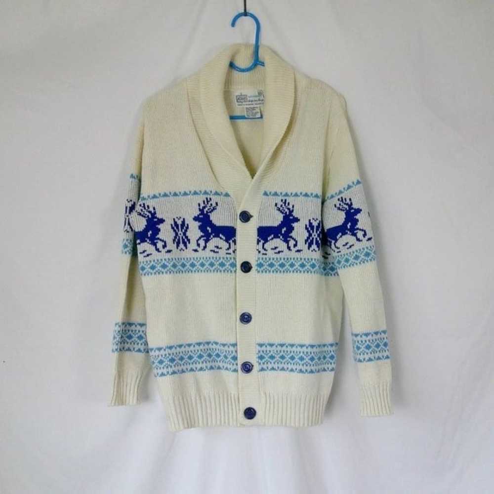 K-Mart Vintage Boat Neck Sweater With Stag Deer L - image 1