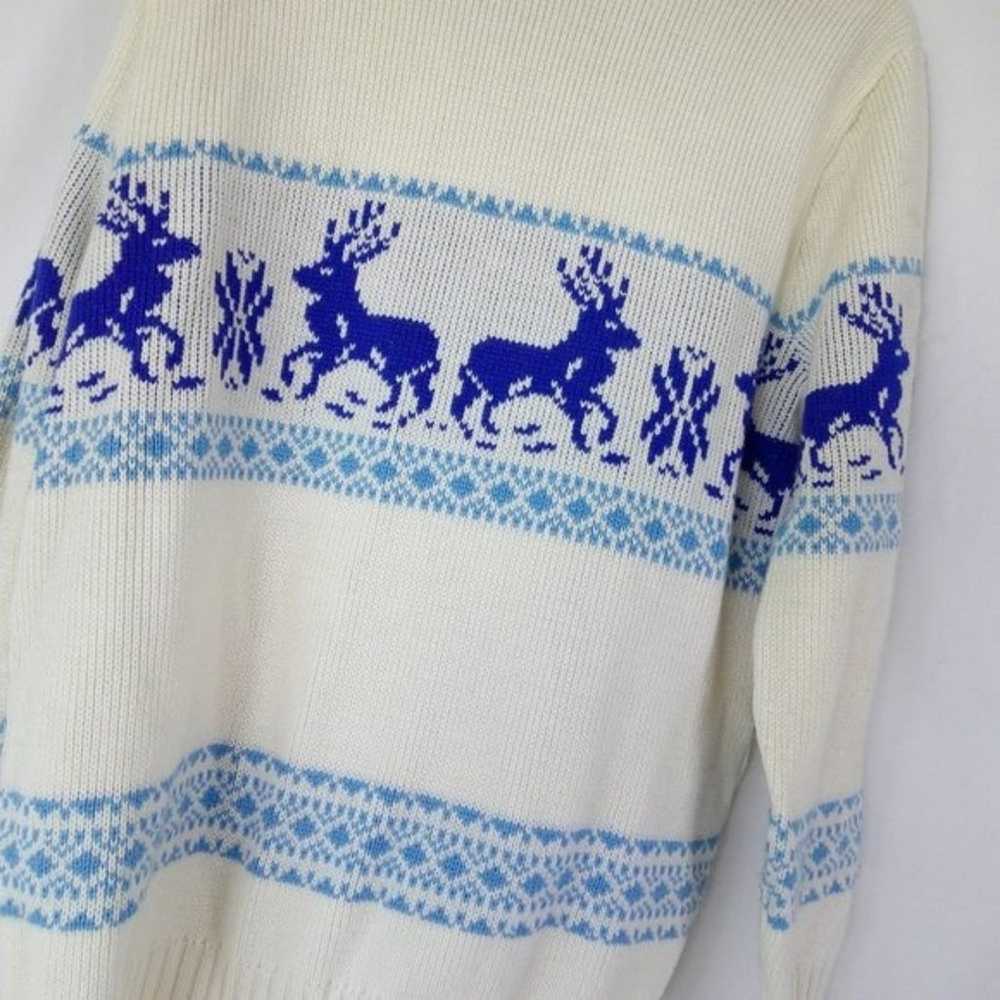 K-Mart Vintage Boat Neck Sweater With Stag Deer L - image 3
