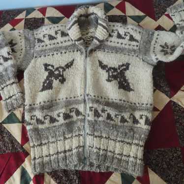 Vtg 60s Cowichan Knit Wool Sweater Canada Chunky … - image 1