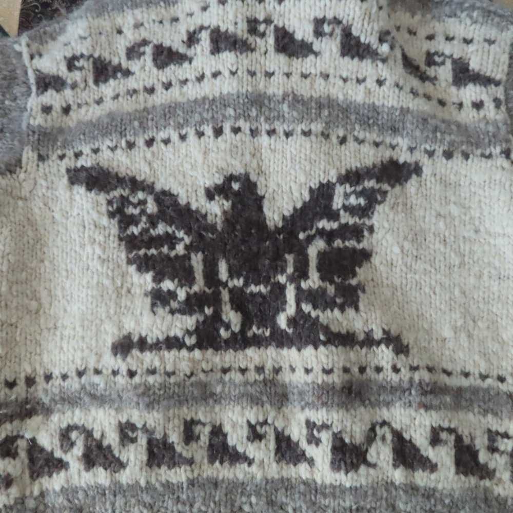 Vtg 60s Cowichan Knit Wool Sweater Canada Chunky … - image 5