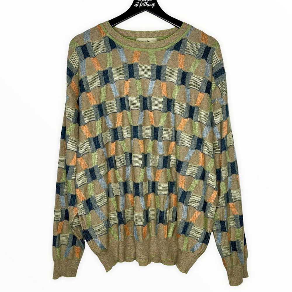 Vintage Patterned Scoop Neck Sweater - image 1