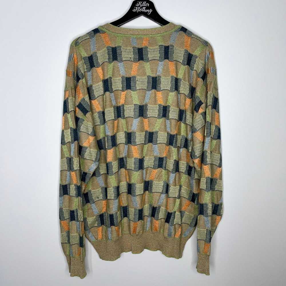 Vintage Patterned Scoop Neck Sweater - image 3