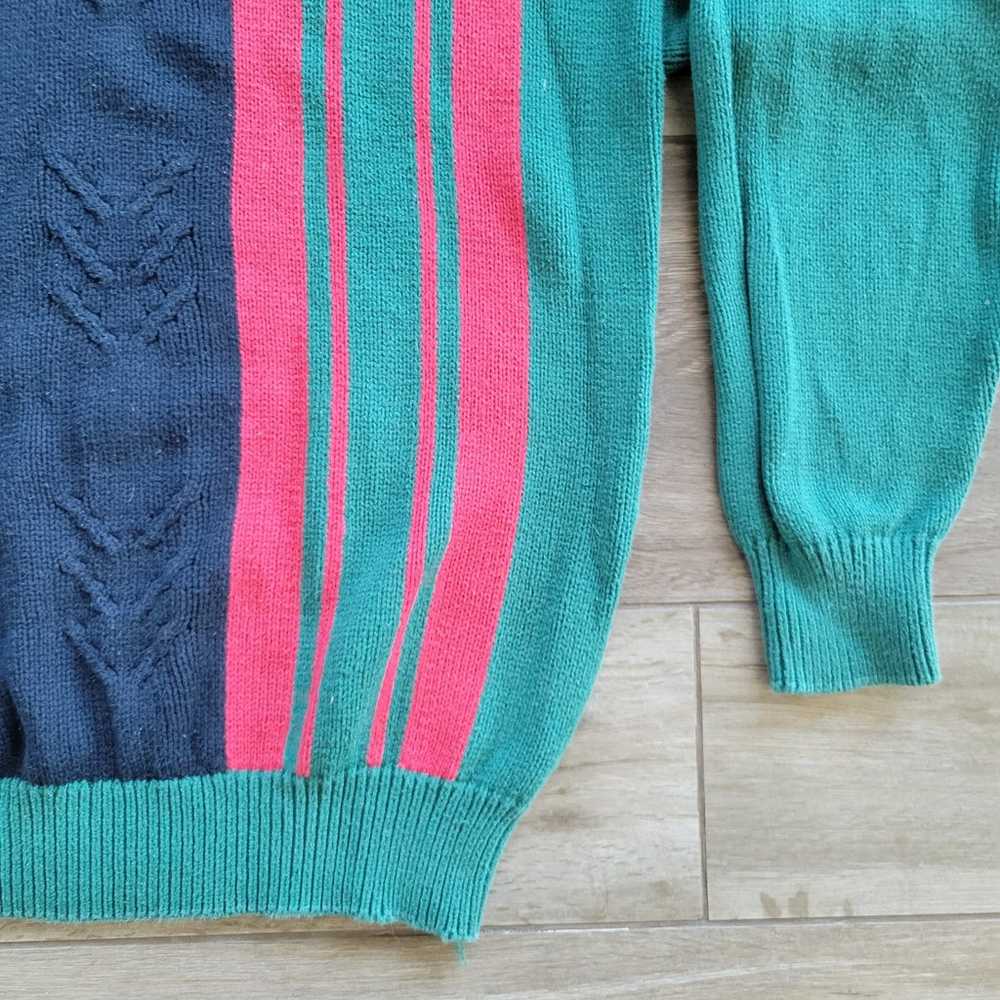 Vintage Color Block Knit Sweater USA American Fla… - image 3