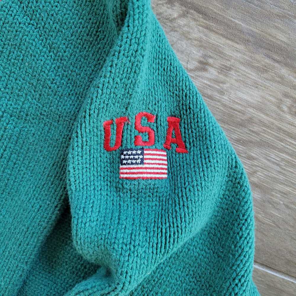Vintage Color Block Knit Sweater USA American Fla… - image 5