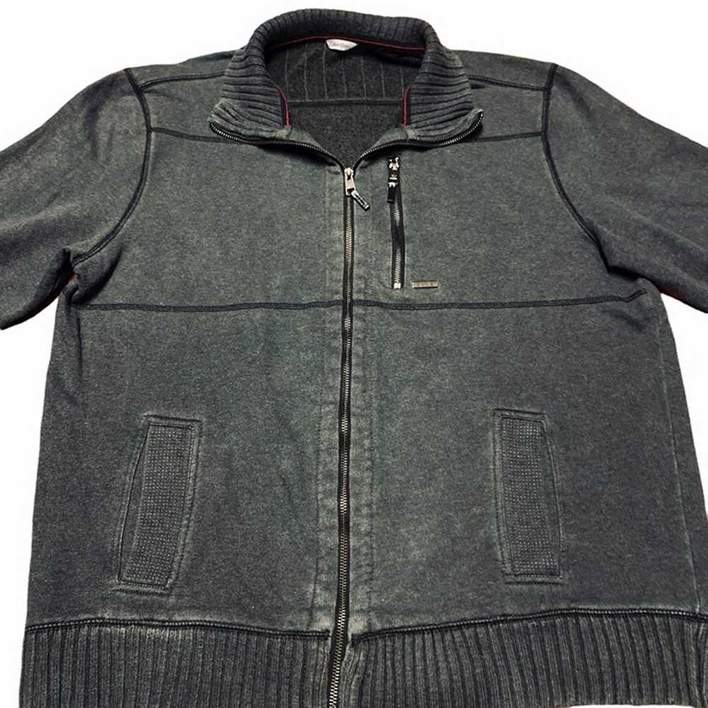 Calvin Klein Vintage Zip Up Thick Sweater Jacket … - image 2