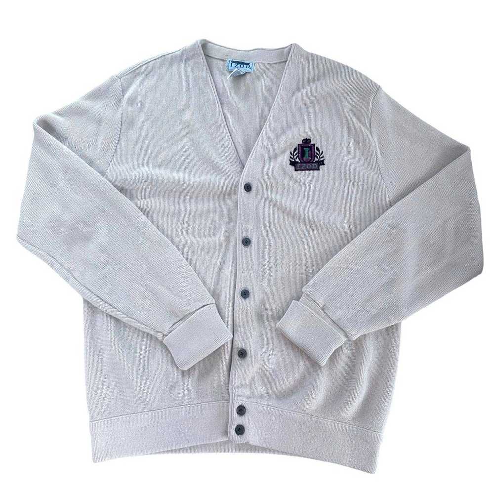 IZOD Cardigan Sweater Vintage 90s Mens XL Cream L… - image 3