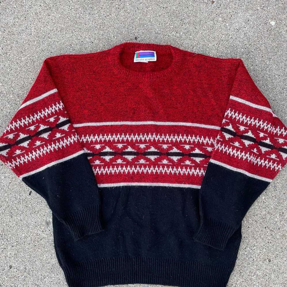 Vintage Aztec Knit Sweater - image 1