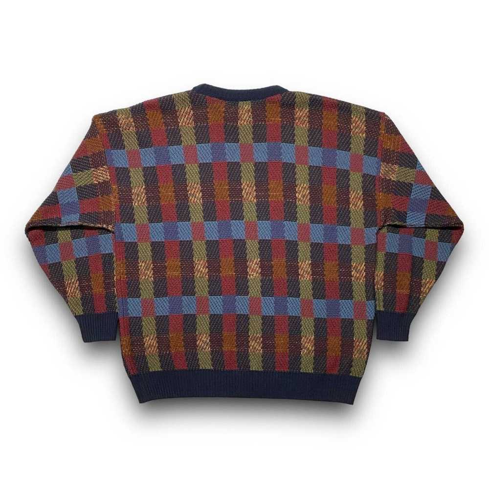 Vintage 90s Mens Geometric Multicolor Chunky Knit… - image 3