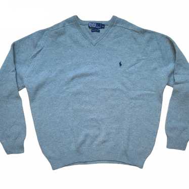 VINTAGE Polo Ralph Lauren Men Blue Heather V-Neck… - image 1