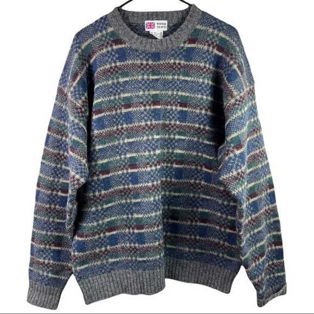 Vintage Royal Scott Pure Shetland Wool Sweater 80… - image 1