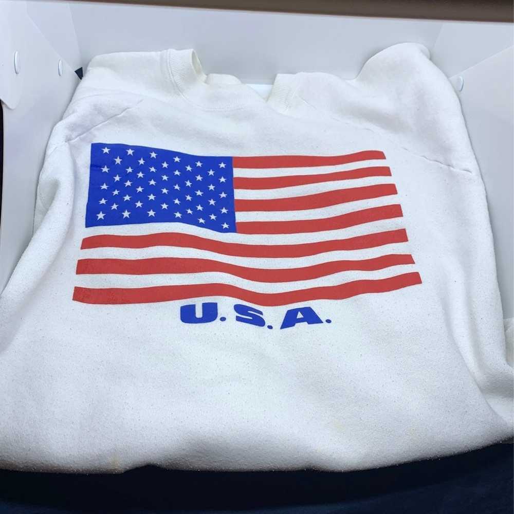 Vintage 80s/90s made in the USA American flag cre… - image 1