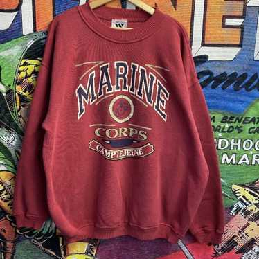 Vintage Campbellsville Apparel Company Green Graphic USMC Sweater Adult  Size M