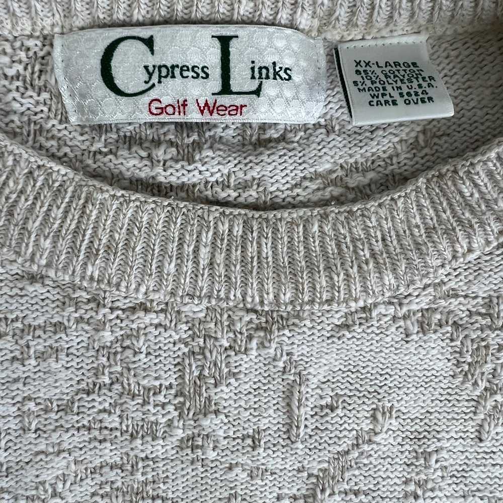 Vtg Golf Sweater Embroidered All Over Textured Sw… - image 2