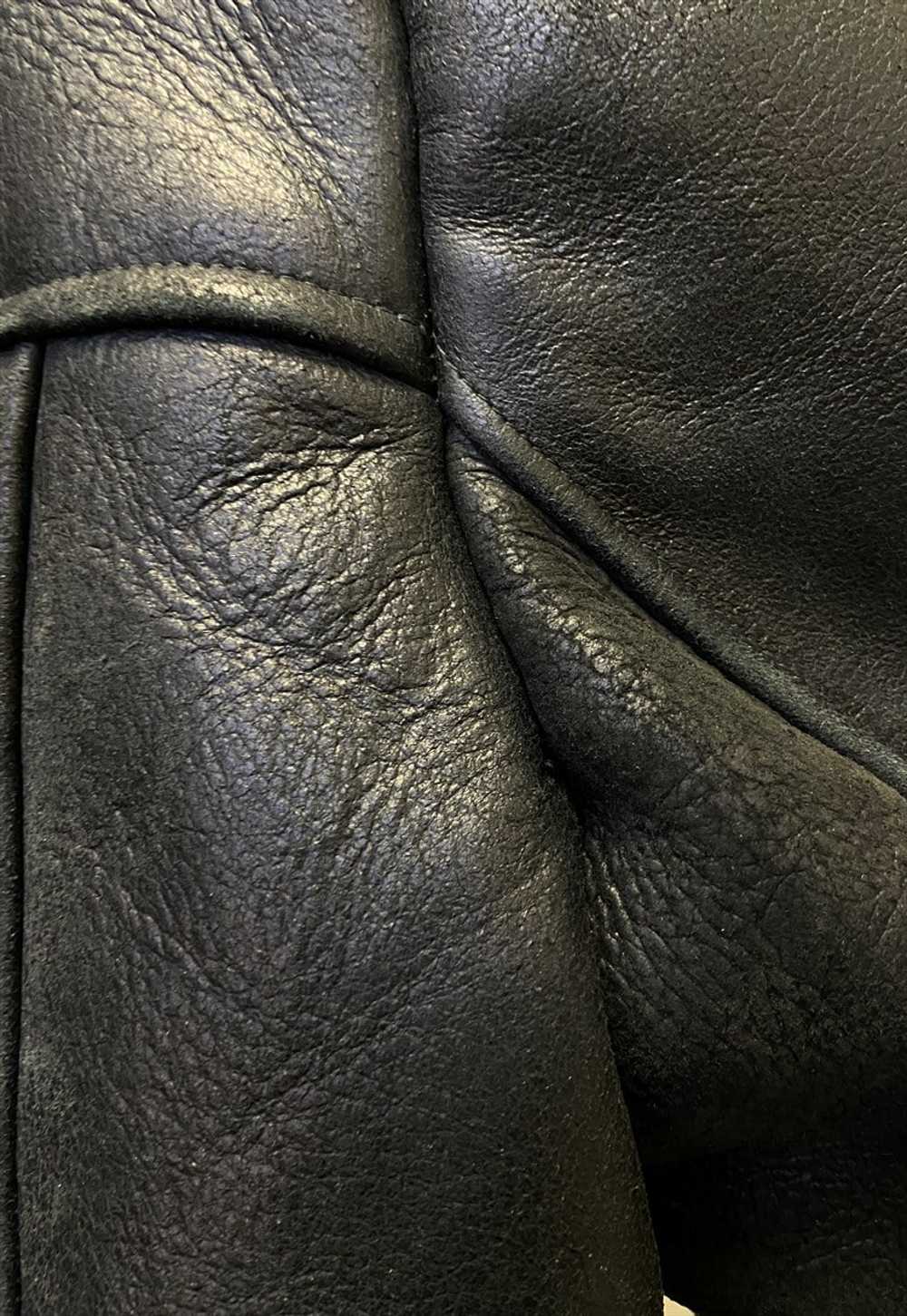 Vintage 90's Men Sheepskin Leather Coat in Black - image 5