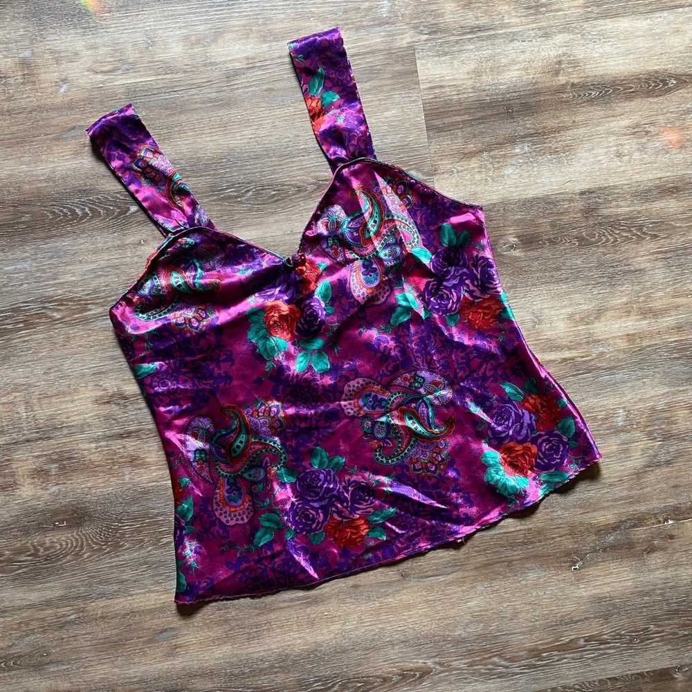 Vintage 90s Kathryn Satin Paisley Camisole - image 1