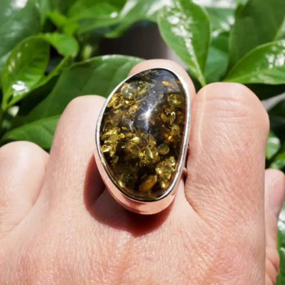 14,1g Big Bold Green Baltic Amber Ring - image 2