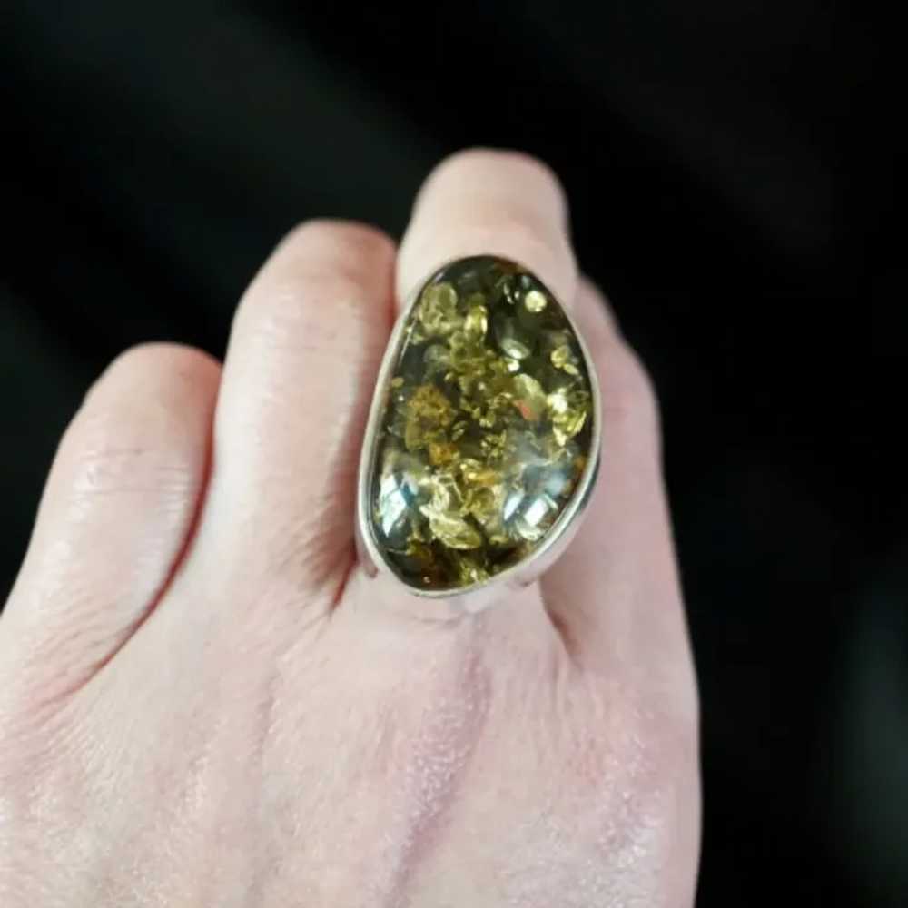 14,1g Big Bold Green Baltic Amber Ring - image 3
