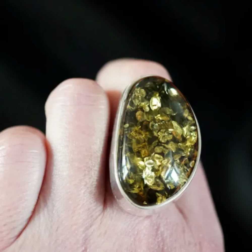 14,1g Big Bold Green Baltic Amber Ring - image 5