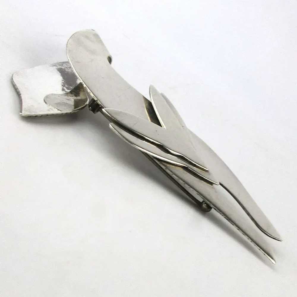 Big Sleek Taxco Sterling Silver FOX Pin Modernist - image 5