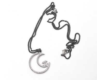 Chanel CHANEL Grey CC Moon Crystal Pendant Neckla… - image 1