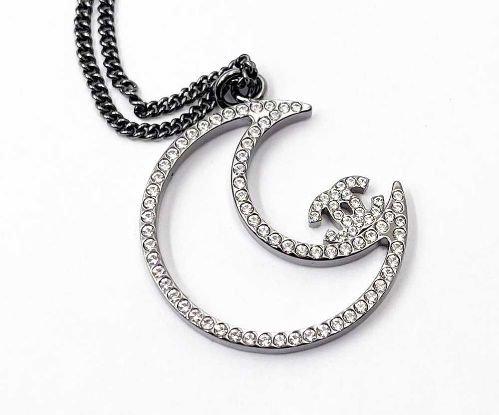 Chanel CHANEL Grey CC Moon Crystal Pendant Neckla… - image 3