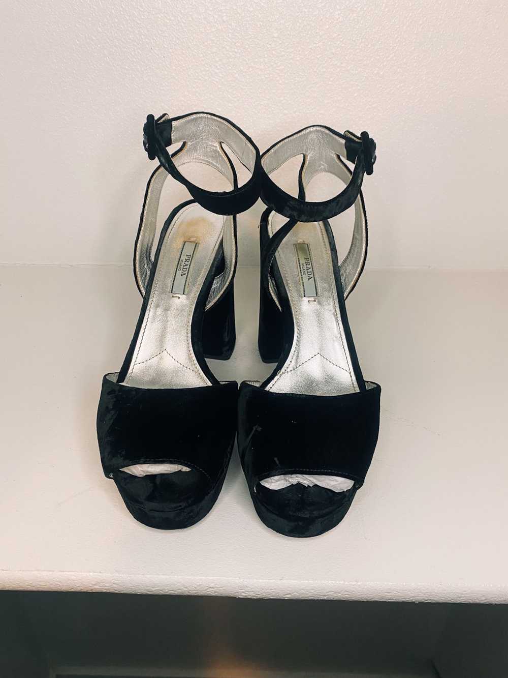 Prada Velvet Black Prada Heels - image 2