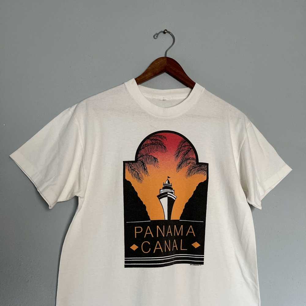 Made In Usa × Tee Shirt × Vintage 90s Panama Cana… - image 1