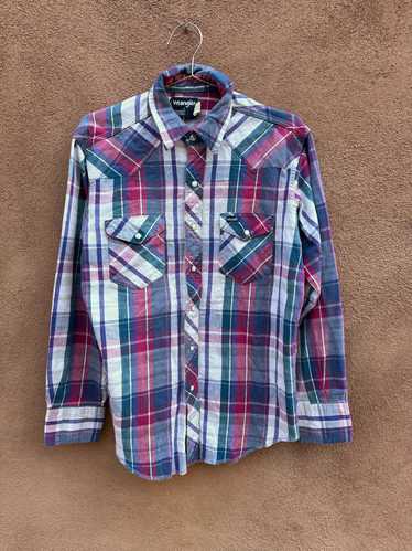Pink/Teal/White Plaid Wrangler Western Flannel