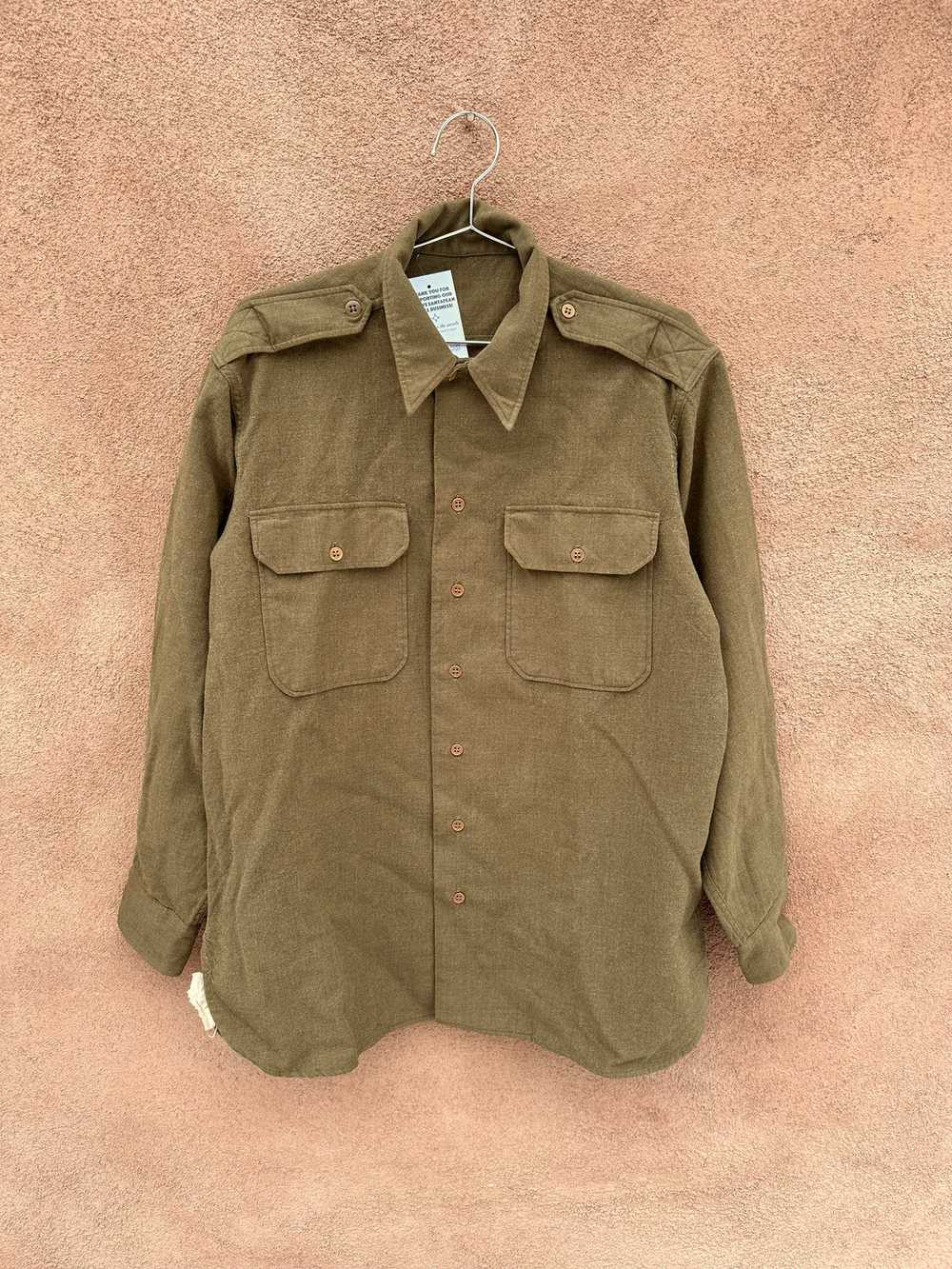 Drab Green WWII Wool U.S. Army Shirt - image 1
