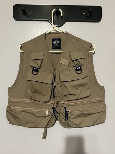 Columbia Sportswear Fly Fishing Vest Mens Medium Beige Pockets Vintage/70s