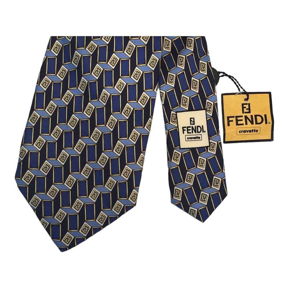 Fendi FENDI Blue Geometric Monogrammed Tie Silk I… - image 4