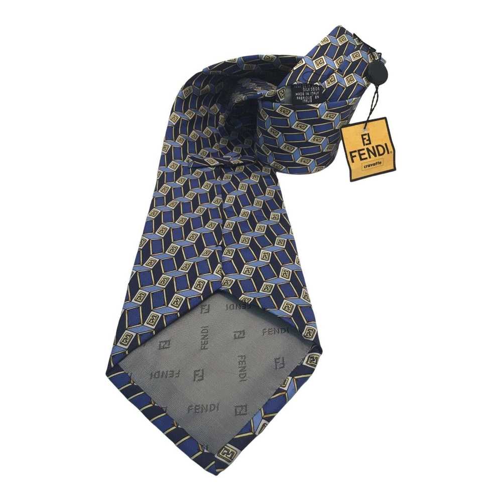 Fendi FENDI Blue Geometric Monogrammed Tie Silk I… - image 5