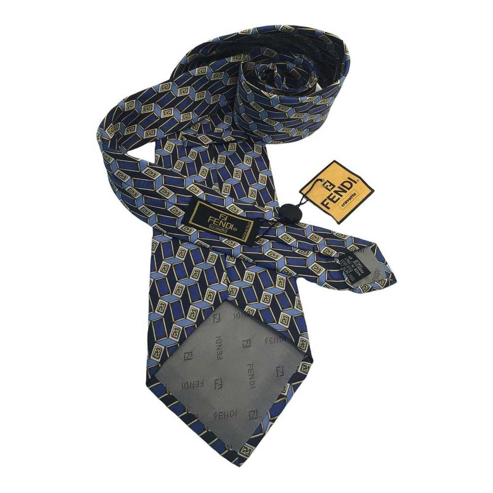 Fendi FENDI Blue Geometric Monogrammed Tie Silk I… - image 6
